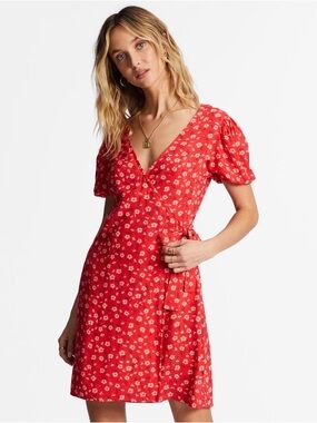 Billabong Hot Tropics Women Red Mini Wrap Dress